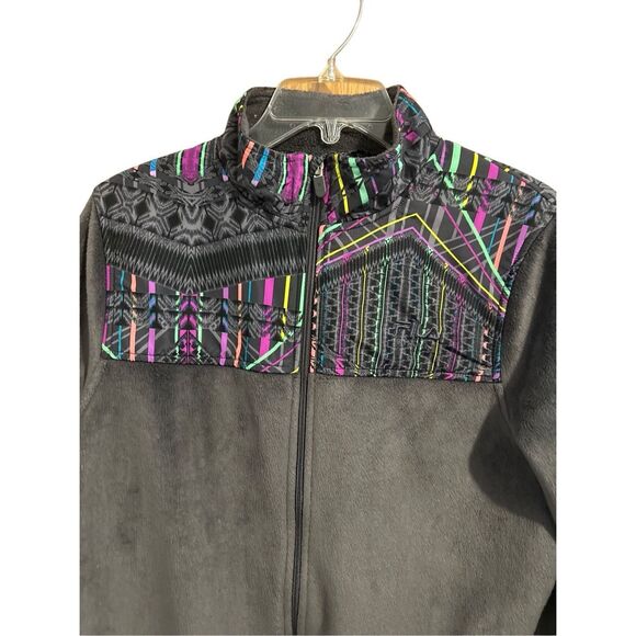 Fila Sport Soft Fleece Jacket Gray Full Zip Up Colorful Size L - Picture 3 of 13